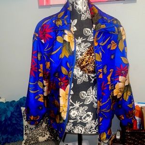 SILK BOMBER JACKET IN BLUE SATIN -